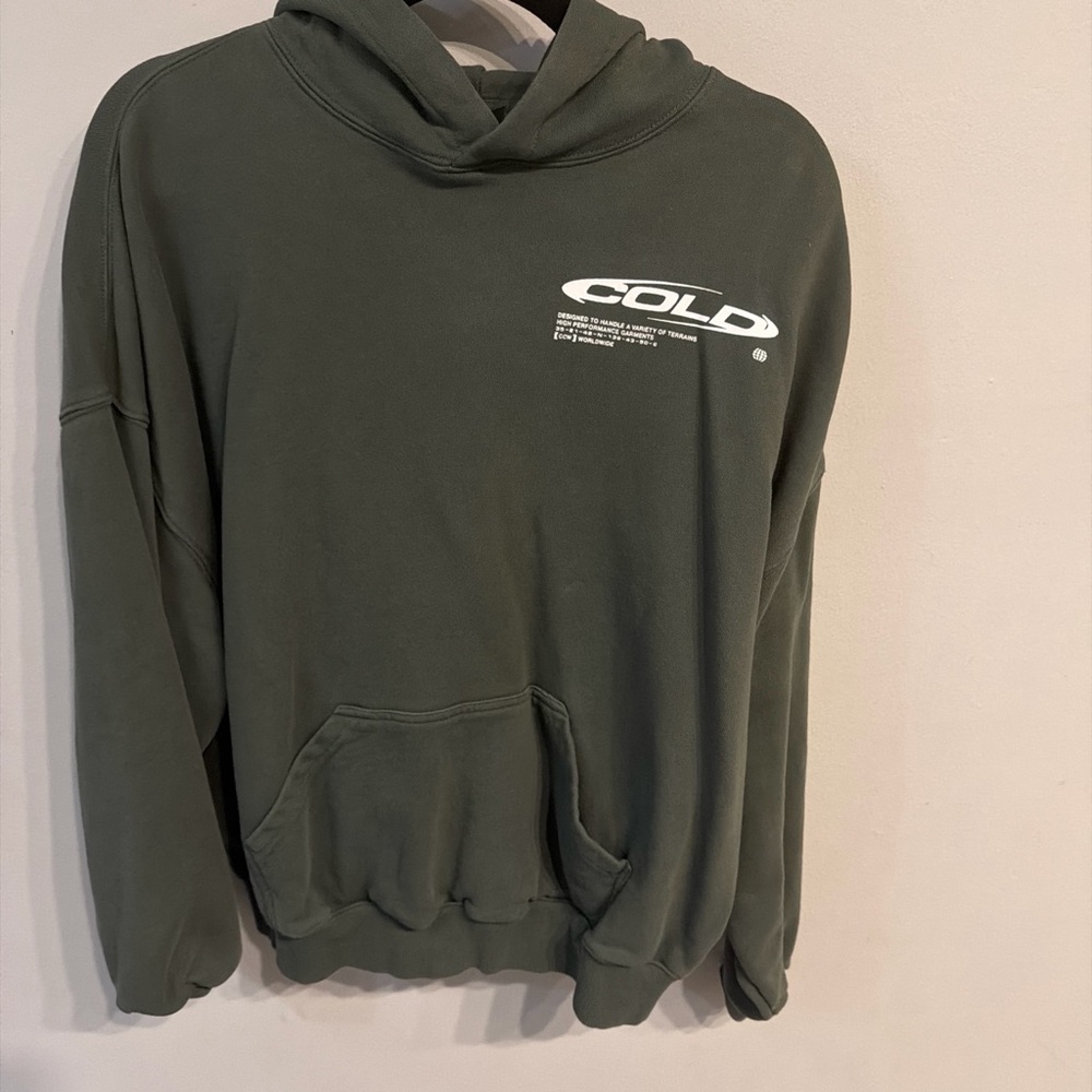 Cold Branded Olive Green Men's Crewneck Hoodie